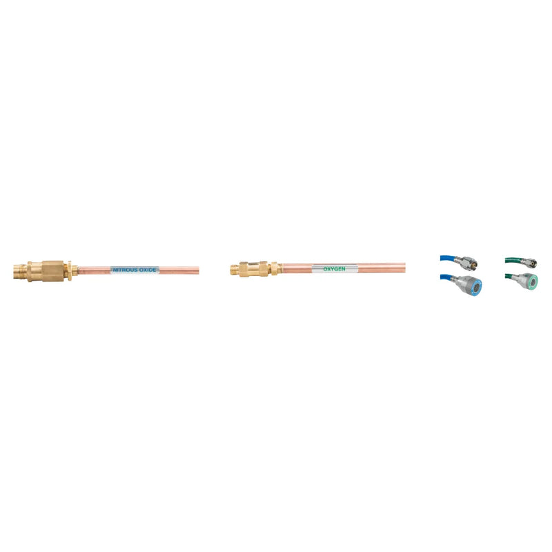 Belmed Risers with Check Valves and DISS X Quick Connect Coupler Hoses - DENTAMED USA