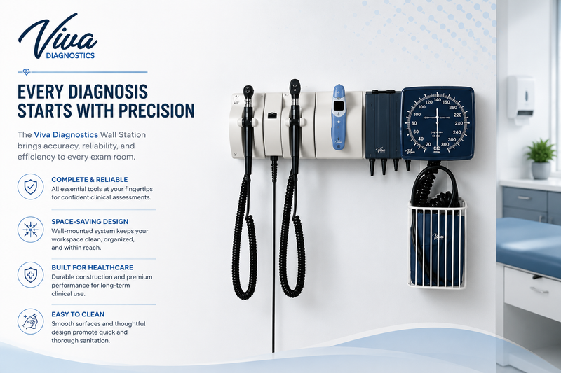 Viva Comfort Integrated Diagnostic Wall System with Ophthalmoscope, Otoscope, Thermometer and Sphygmomanometer